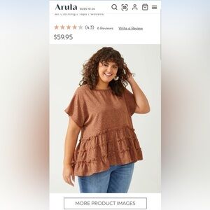 ARULA Brown Polka Dot Ruffle Blouse    Size B